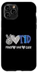 Coque pour iPhone 11 Pro Peace Love Cure : sensibilisation au diabète de type 1 (T1D)