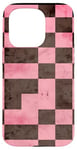 Coque pour iPhone 15 Pro Rose Pop Art Carreaux Marron Design Classique