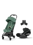 Cybex COYA Compact Pushchair & Cloud T i-Size Car Seat with Adaptors Bundle, Leaf Green/ Sepia Black