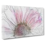 Pink Daisy Flower In Abstract Modern Art Canvas Wall Art Print Ready to Hang, Framed Picture for Living Room Bedroom Home Office Décor, 20x14 Inch (50x35 cm)