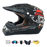 Casque Moto Cross Enfant,Casque Moto Enfant Adoptez Un Design Cool Casque Downhill pour Enfants avec Gants/Lunettes/Masque/Filet à Elastique(6 PCS) Convient pour Toutes Les Saisons (55-56CM)