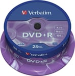 Verbatim DVD+R, 16x, 4,7 GB/120 min, 25-pack spindel, AZO (43500)