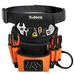 Todeco Ceinture Porte Outils, Sacoche à Outils avec Ceinture réglable, Ceinture Bricolage magnétique, Ceinture Outils pour La Fixation des Vis, Boulons, Clous, Bits, Attaches, Tournevis