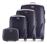 WITTCHEN PC Ultra Light Hard Luggage Travel Suitcase Set of 4 suitcases Polycarbonate suitcases Four Wheels TSA Combination Lock Aluminum Telescopic Handle Size (S+M+L+Toiletry Bag) Dark Blue