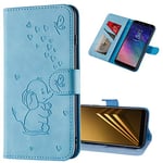 COTDINFORCA pour Huawei P30 Pro Coque Flip,Art Heart-Shaped Elephant PU Leather Cover pour Les Filles Shockproof Serrure Magnétique Téléphone Étui pour Huawei P30 Pro Love Elephant Pattern Blue.