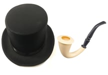 Gentleman Black Top Hat with Old Fashioned Pipe Fancy Dress Tales of England Fun