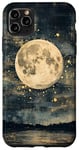 iPhone 11 Pro Max Full Moon & Stars Abstract Sky Dark Cottagecore Painting Art Case