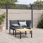 Banc de jardin avec coussins noir aluminium banc banc de parc vidaXL