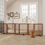 Semiocthome Wood Dog Gates for The House Extra Wide, 6-Panel Freestanding Pet Gates with 4PCS Metal Stands for Doorways and Stairs, 24" H Foldable Dog Fences Indoor, Expands Up to 280cm /110" (W)