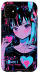 Coque pour iPhone 11 Anime Bunny Girl Vaporwave Esthétique Japonaise Rétro