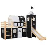 Lit mezzanine d'enfants avec toboggan et �chelle Pin 97x208 cm