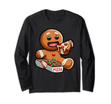 Gingerbread Man Animal Eating Pizza Margherita Meal Foodies Long Sleeve T-Shirt