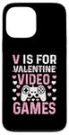 Coque pour iPhone 13 Pro Max V est pour les jeux vidéo, la Saint-Valentin, Funny Gamer, pour hommes et garçons