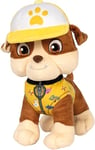 Schmidt Spiele 42828 Paw Patrol, Rubble, Summer Edition, 28 cm Plüschfigur Peluche, Multicolore