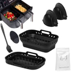 2x Silicone Air Fryer Pot for Ninja Liner Handle Baking Basket Accessories Pan