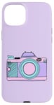 Coque pour iPhone 15 Plus Appareil photo aux couleurs pastel de la licorne Photographe