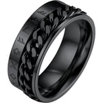 Viking Runes Ring för Män i Rostfritt Stål 316L - Anti-Stress Spinnring - Hip Hop Smycken - Nordisk Religiöst Smycke för Skydd (nummer 11)