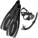 Cressi Reaction Pro Full Foot Scuba Diving Snorkelling Fins, EU 36/37 (UK 3/4) + Big Eyes Evolution Mask and Gamma Snorkel