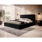 Christiana - lit coffre - 140x200 - sommier inclus - en velours - noir