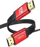 Câble Hdmi 4K 2Meter, Fil Plat Câble Hdmi 2.0 Nylon Tressé Support 4K@60Hz 3D Hdr Uhd 2160P 1080P Ethernet Arc - Cordon Hdmi Pour Lecteur Blu-Ray/ Ps3/ Ps4/ Netfix/Fire Tv/Ecran - Rouge