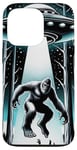 Coque pour iPhone 13 Pro Bigfoot se fait enlever par un OVNI, drôle Sasquatch Sass Joke