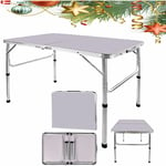 Tables de pique-nique pliantes en aluminium robuste 90 x 60 x 37/67 cm avec poignée de transport pour cuisine, dîner, traiteur, buffet et jardin