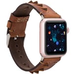 Burkley Bracelet de rechange en cuir pour Apple Watch de 38/40 mm et 42/44 mm - Vintage - Bracelet de rechange compatible avec toutes les montres Apple - Fait main (42/44 mm, marron - BA12)