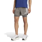 Adidas Own The Run 3-stripe 2-i-1 Shorts Grå | Korta Löparbyxor för Herrar - Handla nu på Loparshop.se!