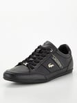 Lacoste Chaymon Leather Trainers - Black, Black, Size 8, Men