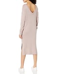 The Drop Suki Robe pull longueur midi côtelée avec encolure en V dans le dos pour Femme, Rose Hushed, M