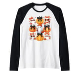 Coquette Bow Pumpkin Cute Boo Ghost Halloween Coquette Girl Raglan Baseball Tee