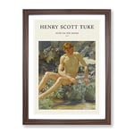 Nude Man On The Rocks By Henry Scott Tuke Exhibition Museum Painting Framed Wall Art Print, Ready to Hang Picture for Living Room Bedroom Home Office Décor, Walnut A2 (64 x 46 cm)