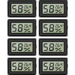 Lot de 8 mini-hygromètres thermomètres Moniteur de jauge d'humidité intérieur numérique avec capteur de température pour voitures à effet de serre,