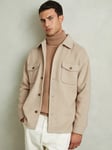 Reiss Compton Wool Blend Herringbone Twill Overshirt, Oatmeal