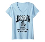 Womens Librarian Loading Get Ready For A New Star Library Book V-Neck T-Shirt