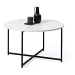 Idmarket - Table basse alaska ronde 70 cm effet marbre et pied métal noir