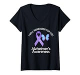 Womens I Will Remember For You Alzheimer's Awareness V-Neck T-Shirt