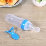 (Blue)90mL Silicone Baby Toddler Feeding Bottle With Spoon Food Cereal SG