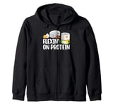 Flexin' on Protein Weight Lifting Zip Hoodie