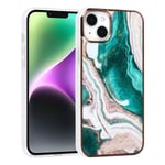 Coque en TPU marbré vert pour iPhone 14 Plus/15 Plus