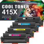 Cartouche De Toner Compatible Pour Hp 415X 415A 415 W2030X Color Laserjet Pro Mfp M479Fdw M479Dw M479 M454Dw M454Dn M479Fdn M454 W2031X W2032X W2033X (Noir,Cyan,Jaune,Magenta,Pack [DYJ072389]