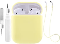 Étui en Silicone Compatible avec Les AirPods 2 1 avec kit de Nettoyage, étui de Protection Compatible avec Apple AirPods 2 avec Sangle de Sport, Housse Souple pour l'étui des Airpods 1 2 (Jaune)