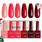 CANNI Vernis à Ongles Gel Semi Permanent 6 Couleur Lot Vernis à Ongles Gel UV Gel Nail Polish corail rose rouge cramoisi Gel Semi-permanent Set Valentinstag Gel für Maniküre Nageldesign