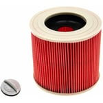 Vhbw - Filtre à cartouche compatible avec Kärcher Powerplus pow X323, Powerplus POWX321, se 4001 aspirateur à sec ou humide - Filtre plissé, rouge