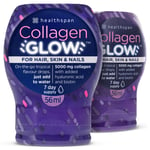 Healthspan Collagen Glow, 5,000mg Collagen, 2 x 56ml Bottles, Tropical Flavour