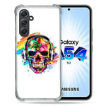 Cokitec Coque Renforcée en Verre Trempé pour Samsung Galaxy A54 5G Tete de Mort Tag