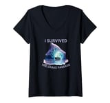 Womens Antarctica I Survived The Drake Passage Purple Iceberg V-Neck T-Shirt