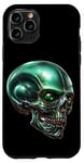 Coque pour iPhone 11 Pro Green Alien Skull Graphic For Men Aesthetic Skeleton Face