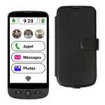 Swissvoice - Smartphone S510-M + Câble De Charge Magnétique + Coque de Protection Portefeuille - Facile à Utiliser - Bouton SOS - Smartphone Senior 4G - Débloqué - Noir