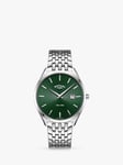 Rotary GB08010/24 Men's Ultraslim Date Bracelet Strap Watch, Silver/Green